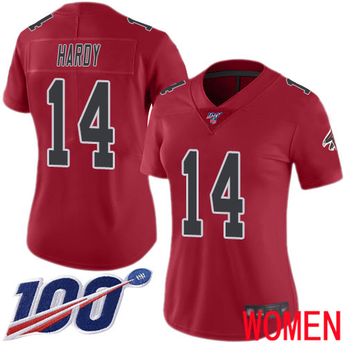 Atlanta Falcons Limited Red Women Justin Hardy Jersey NFL Football #14 100th Season Rush Vapor Untouchable